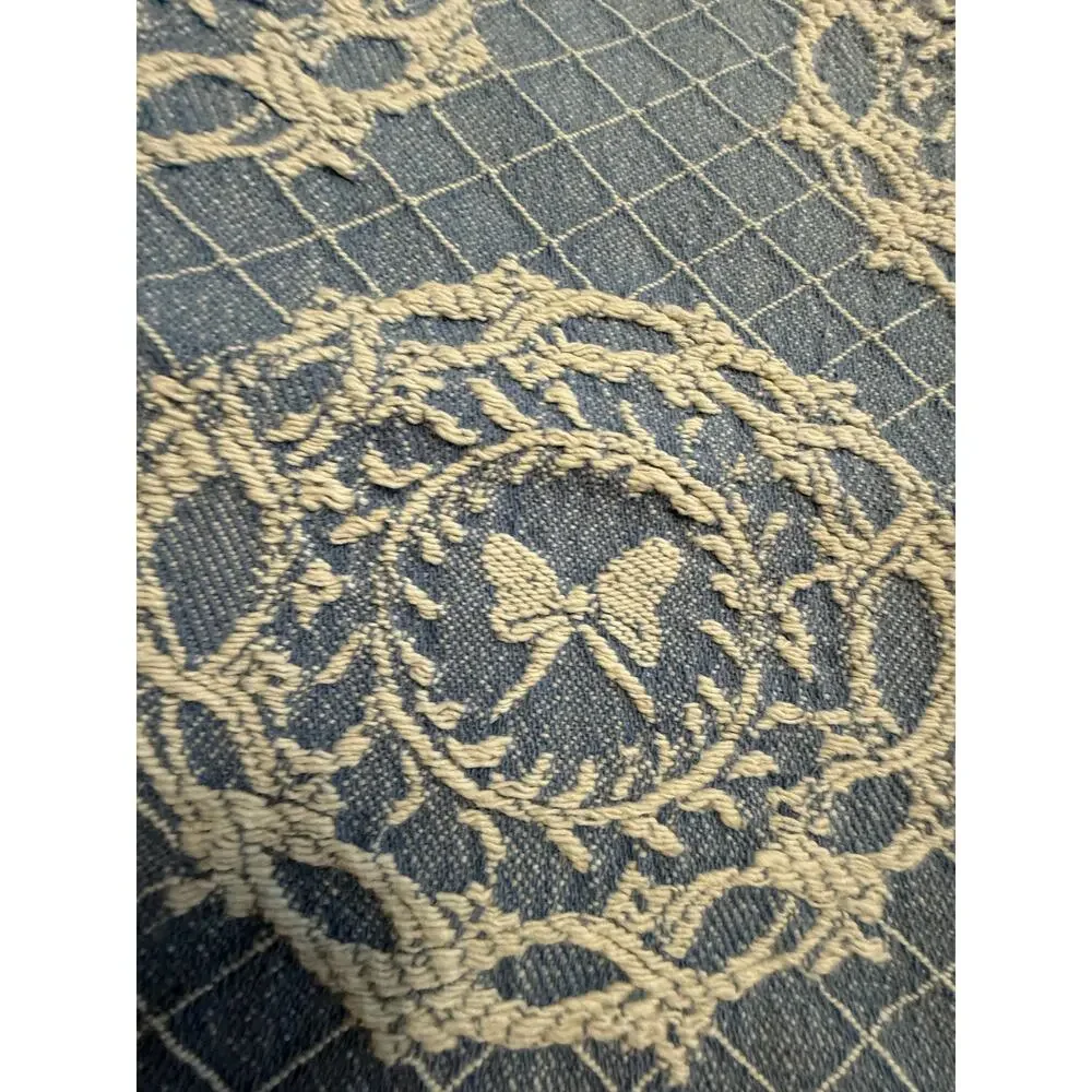 Wedgwood Style Blue White Cotton Tablecloth Jasperware Medallion 58x79